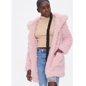 Hooded Fuzzy Knit Jacket